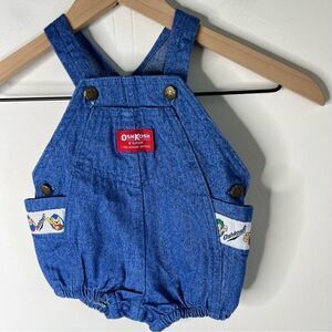 Vintage OshKosh B'gosh Classic Blue Kids Bubble Overalls Made in USA 6-9mo